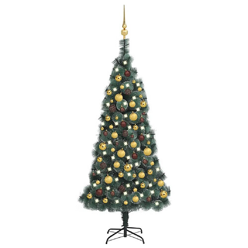 vidaXL Arbre de Noël artificiel avec LED et boules Vert 150 cm PVC PE