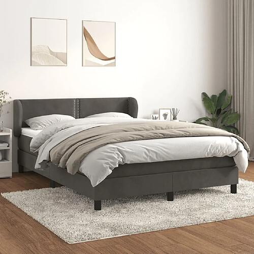 vidaXL Sommier à lattes de lit et matelas Gris foncé 140x190cm Velours