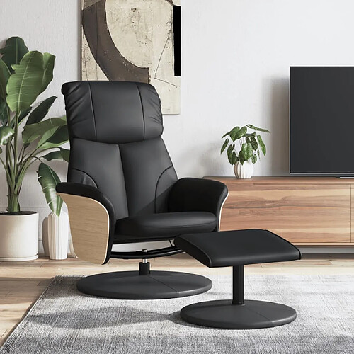 vidaXL Fauteuil inclinable avec repose-pied noir similicuir