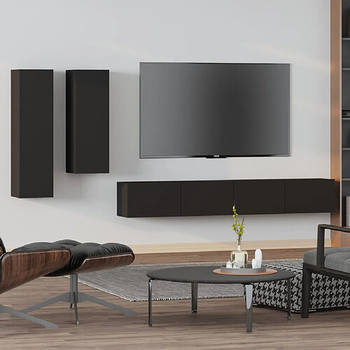 vidaXL Ensemble de meubles TV 4 pcs Noir Bois d'ingénierie