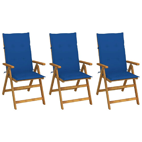 Maison Chic Lot de 3 Chaises pliables d'extérieur avec coussins | chaises de jardin | Fauteuil Relax Bois d'acacia -GKD77606