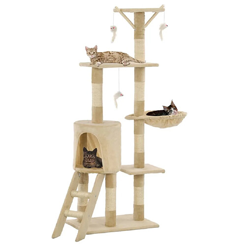 Arbre à chat avec griffoirs,niche pour chat en sisal 138 cm Beige -MN69787