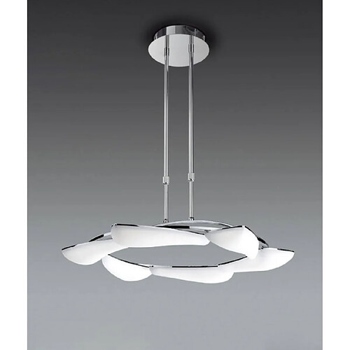 Luminaire Center Suspension Mistral télescopique 36W LED rond 3000K, 3240lm, chrome poli/acrylique givré