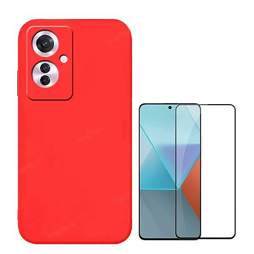 NIS Kit De Film En Verre Trempé À Couverture Complète + Couverture En Silicone Flexible Oppo Reno11 F - Rouge