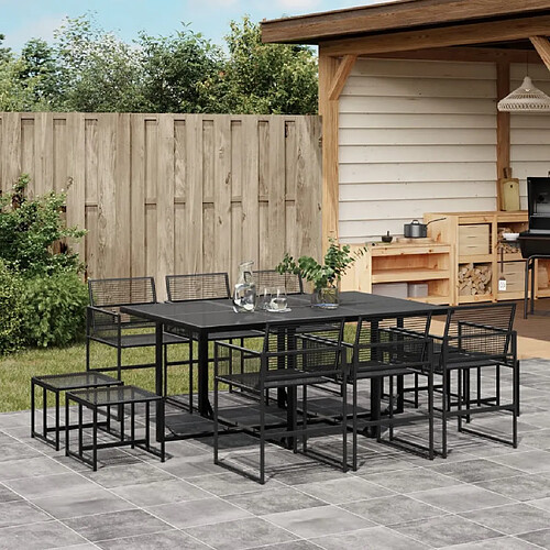 vidaXL Ensemble à manger de jardin 11 pcs noir résine tressée