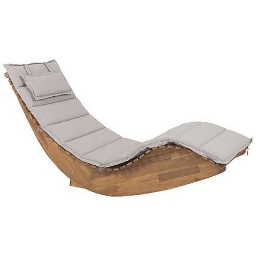 Beliani Chaise longue avec coussin Bois Taupe BRESCIA