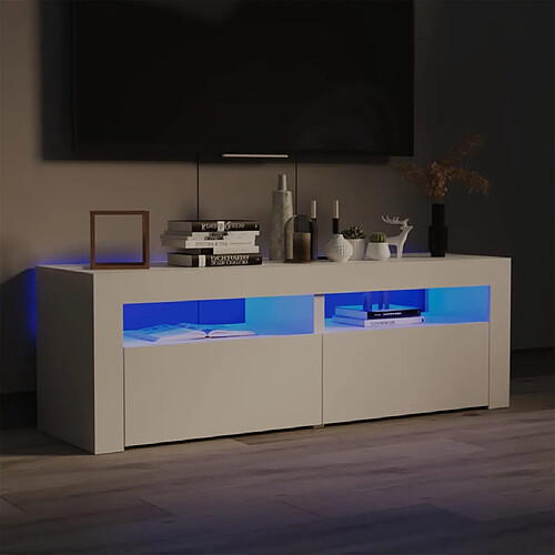 vidaXL Meuble TV avec lumières LED blanc brillant 120x35x40 cm