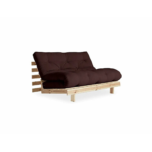 Inside 75 Canapé convertible futon ROOTS pin naturel coloris brown couchage 140x200 cm.