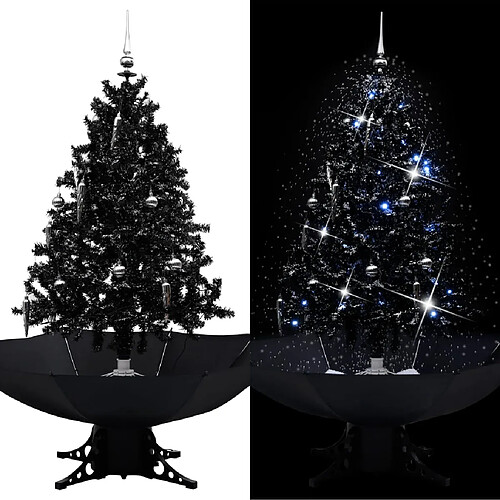 vidaXL Arbre de Noël neigeux avec base de parapluie Noir 140 cm PVC