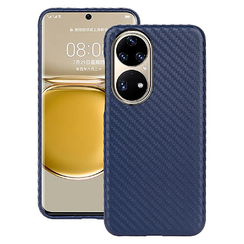 Coque en TPU + microfibre texture fibre de carbone, antichoc bleu pour votre Huawei P50 Pro