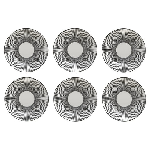 Ac-Deco Set de 6 assiettes creuses Lunis - D 20,5 cm - Noir