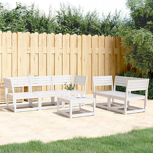 vidaXL Salon de jardin 5 pcs blanc bois massif de pin