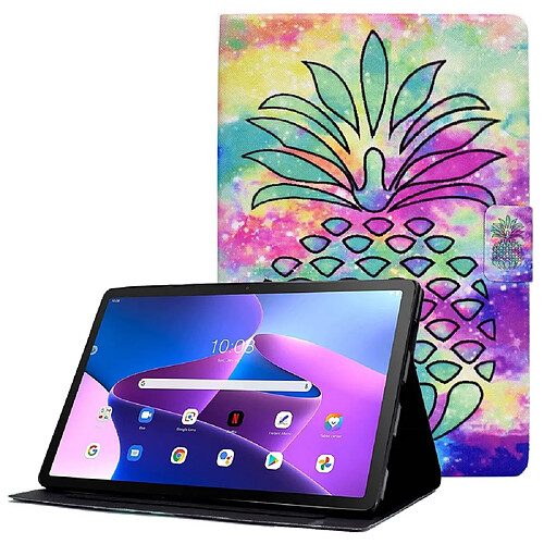 Etui en PU magnétique avec support et porte-carte pour votre Lenovo M10 FHD REL/M10 Plus X606F - Ananas coloré