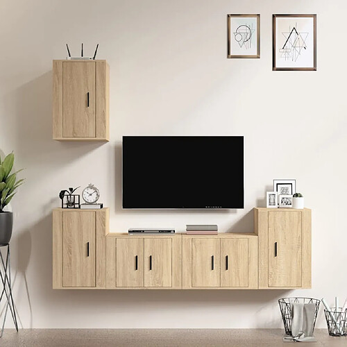 Maison Chic Ensemble de meubles TV 5 pcs pour salon - Chêne sonoma Bois d'ingénierie -MN43940