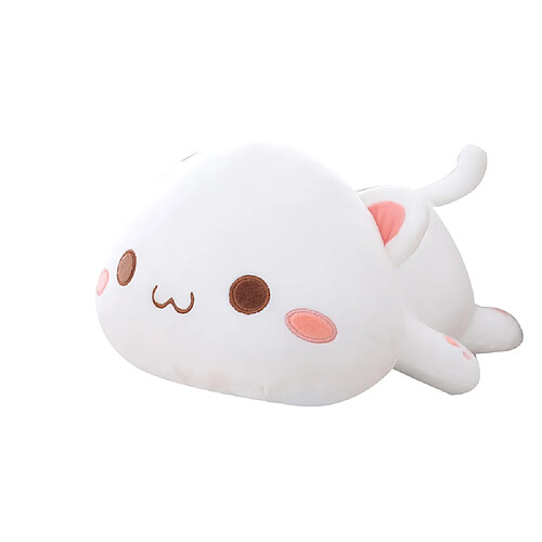 Universal 50cm allongé chat peluche mignon peluche dos chat poupée peluche dessin animé coussin coussin cadeau enfant jouet équipe anniversaire enfant | oreiller de luxe (blanc)