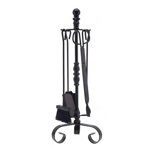 Visiodirect Serviteur/Garniture de cheminée ensembles d'outils pince à feu pelle brosse en fer forgé coloris Noir -Hauteur 72cm