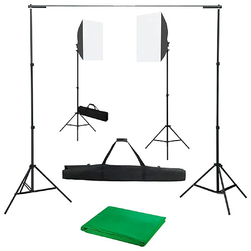 vidaXL Kit de studio photo avec boîtes à lumière et toile de fond