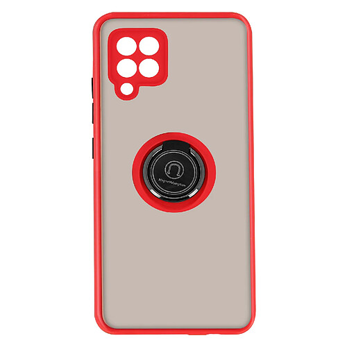 Avizar Coque Samsung Galaxy A42 5G Bi-matière Bague Métallique Fonction Support rouge