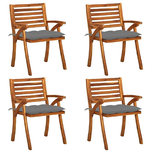 Maison Chic Lot de 4 Chaises de jardin avec coussins | chaises d'extérieur | Fauteuil Relax Bois de teck solide -GKD34785