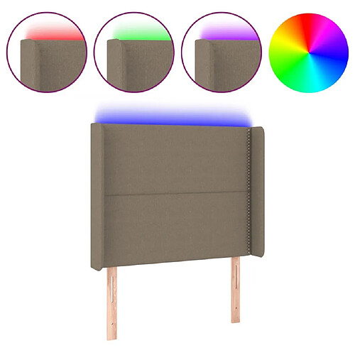 Maison Chic Tête de lit moderne à LED lumineuse pour chambre - Décoration de lit Taupe 83x16x118/128 cm Tissu -MN58959