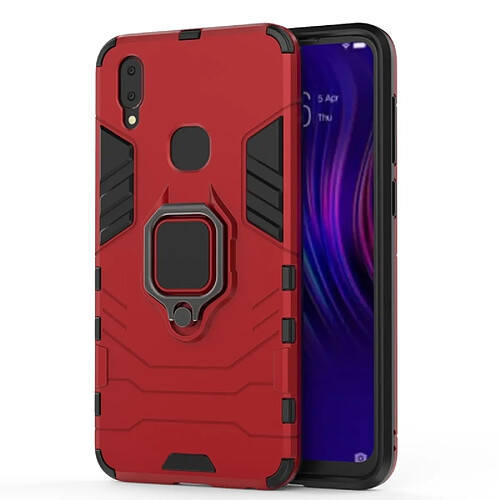 Wewoo Coque Housse de protection antichoc PC + TPU pour Vivo V11i, avec support d'anneau magnétique (rouge)