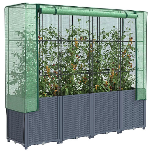 vidaXL Jardinière surélevée avec housse aspect rotin 160x40x153 cm