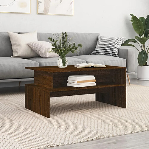 vidaXL Table basse chêne marron 90x55x42,5 cm bois d'ingénierie