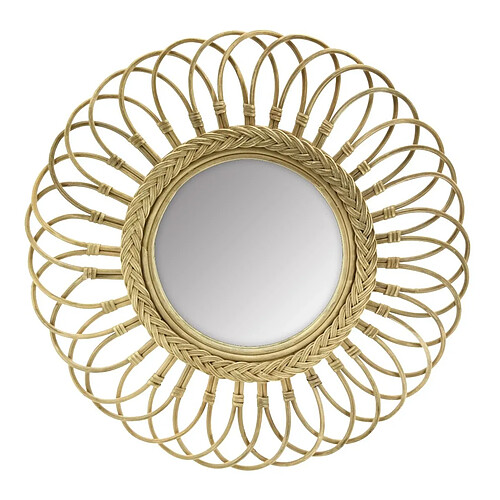 Aubry Gaspard Miroir marguerite en moelle de rotin 60 cm.