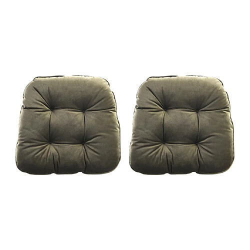 Vente-Unique Lot de 2 galettes de chaise matelassées réversibles - 40 x 40 cm - Vert kaki et gris clair - DOLASO