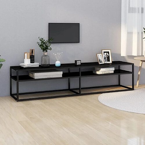 Maison Chic Meuble TV scandinave - Banc TV pour salon noir 180x40x40,5 cm verre trempé -MN36411