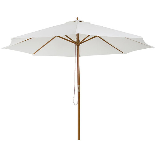 Outsunny Parasol droit rond grande taille de jardin Ø 3,25 x 2,5H m bois de bambou crème