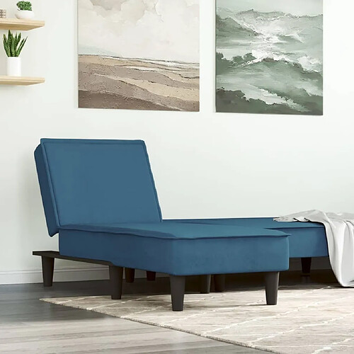 Maison Chic Chaise longue de jardin| Bain de soleil Relax | Transat bleu velours -GKD57815