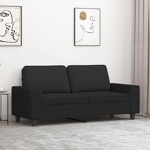 vidaXL Canapé à 2 places Noir 140 cm Tissu