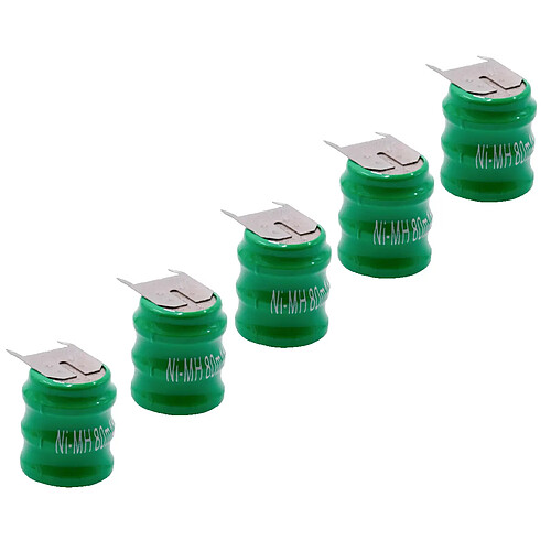 vhbw 5x NiMH pile bouton de remplacement pour type V80H 3 épingles 80mAh 3,6V convient pour les batteries de modélisme etc.