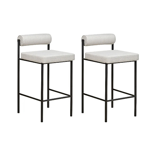 Beliani Tabouret de bar Set de 2 Tissu Gris clair AMAYA