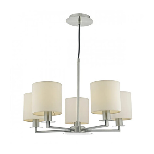 Luminaire Center Suspension Tyler nickel satiné et 5 ampoules