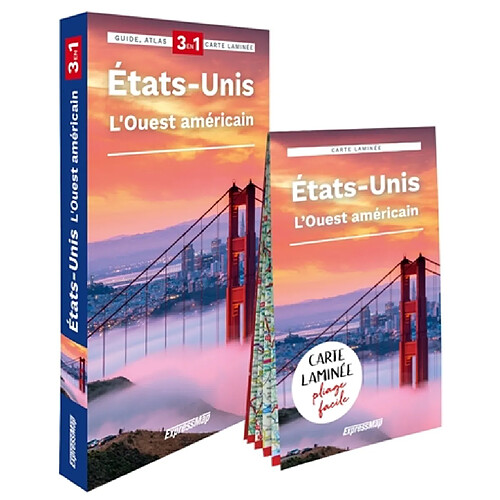 Etats-Unis, l'Ouest américain : 3 en 1 : guide, atlas, carte laminée