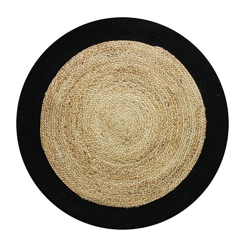 Thedecofactory FUNNY JUTE - Tapis rond en jute et coton bande noire diam.120