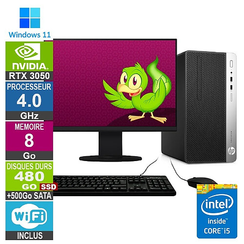 HP PC Gamer LPG-400G5 i5-8400 4.00GHz 8Go/480Go SSD + 500Go/RTX 3050/24" · Reconditionné