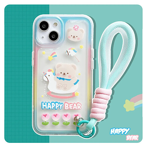 GUPBOO Étui pour iPhone12 Licorne Ours Mignon Téléphone Cas Bracelet Silicone