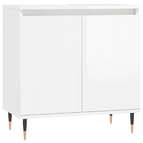 Maison Chic Armoire de bain,Meuble de rangement de salle de bain,Meuble haut blanc brillant 58x33x60 cm bois d'ingénierie -GKD730646