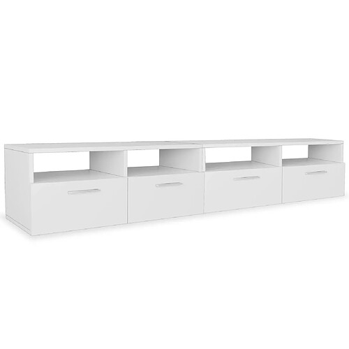 Helloshop26 Meuble télé buffet tv télévision design pratique 2 pcs aggloméré 95 cm blanc 2502082