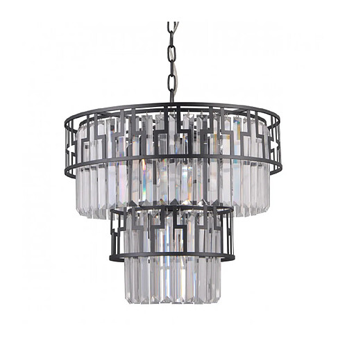 Luminaire Center Suspension en cristal Filip Noir mat