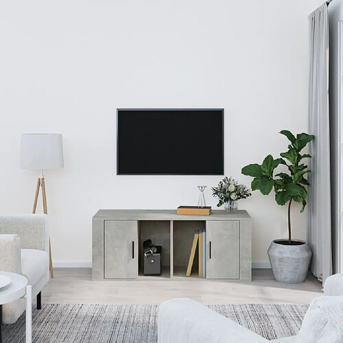 Maison Chic Meuble TV scandinave - Banc TV pour salon Gris béton 100x35x40 cm Bois d'ingénierie -MN67785