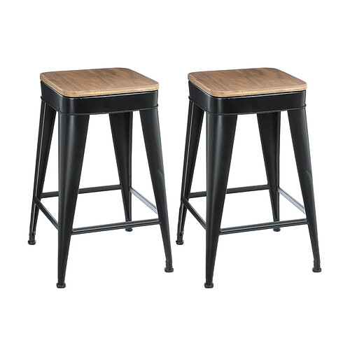 Atmosphera, Createur D'Interieur Lot de 2 tabourets de bar Joris Hispter Home - Noir - Atmosphera