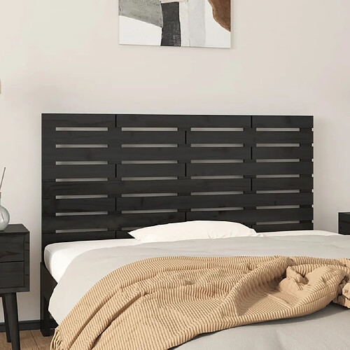 Maison Chic Tête de lit scandinave,Meuble de chambre murale Noir 126x3x63 cm Bois massif de pin -MN11844