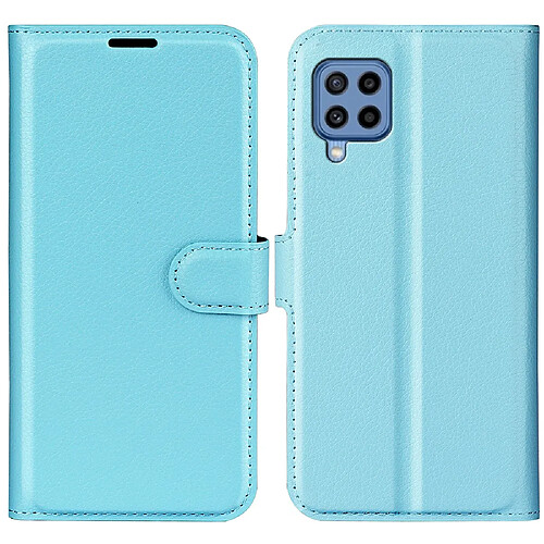 Etui en PU texture litchi, anti-rayures bleu pour votre Samsung Galaxy M22