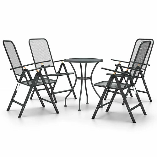 Maison Chic Mobilier à dîner 5 pcs de jardin - Ensemble table et chaises d'extérieur - Salon/Mobilier de jardin classique Maille Métal Anthracite -MN24382