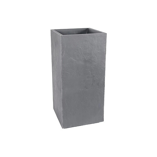 Pot de fleurs carré Haut Volcania - 39,5 x 39,5 x 80 cm - 31 L - Gris galet - Eda