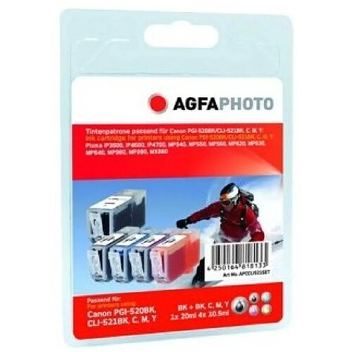 AgfaPhoto APCCLI521SETD cartouche d'encre Noir, Cyan, Magenta, Jaune Multipack 5 pièce(s)